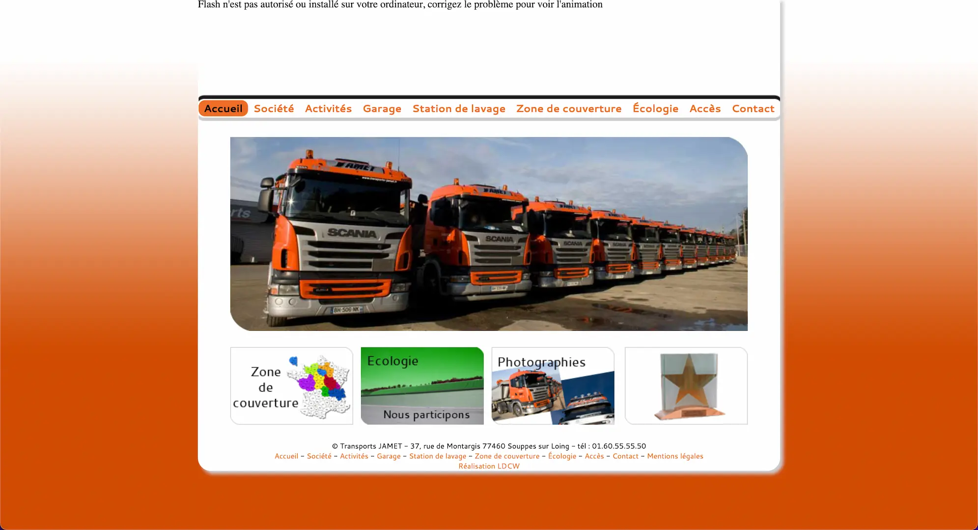 Ancienne page du site des transports jamet